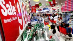 EAGLE ROCK, UNITED STATES:  Shoppers look for bargains at a Target store in Eagle Rock, California, 28 November, 2003, on the day after Thanksgiving, sometimes called "Black Friday" and considered to be one of the most important days of the year for retailers.   AFP PHOTO/Robyn BECK  (Photo credit should read ROBYN BECK/AFP via Getty Images)