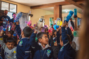 Personalized water bottles for each student – Our volunteers personalized them as part of BCorp Day 2023